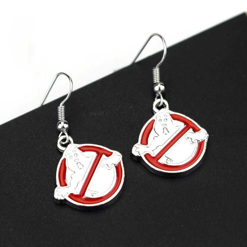 

Ghostbusters Logo Earrings Red Enamel Badge Pendent Christmas Gift For Grils Friends High-quality Cartoon Jewelry Free Shipping