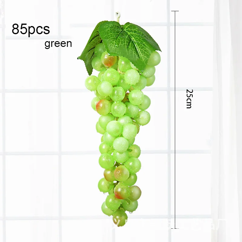 1 шт Искусственные Фрукты Пластиковые искусственные виноградные поддельные фрукты для дома украшение стола для вечеринки - Цвет: 85pcs green