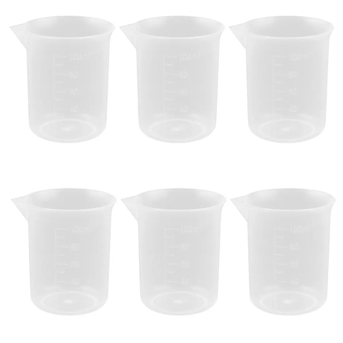 

100 ml laboratory test plastic graduated measuring cup cup container 6 pcs