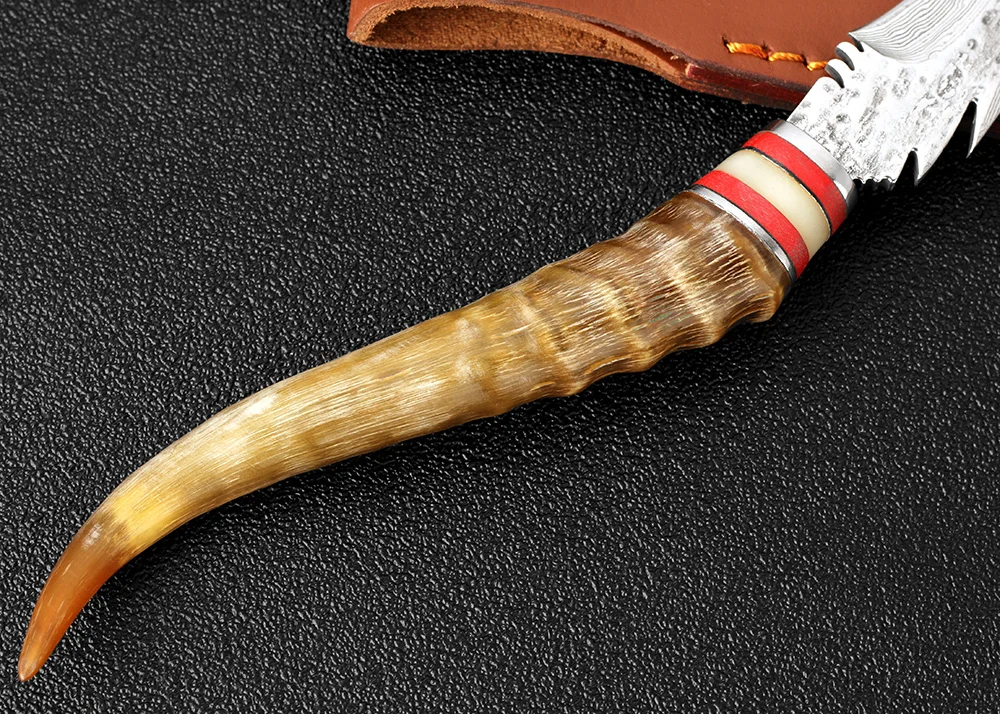 KKWOLF ручной дамасский стальной Походный нож Shofar карманный тактический для
