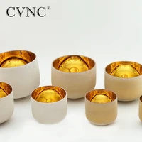 CVNC 6-12 Inch Chakra Tuned Frosted Gold Quartz Crystal Singing Bowl C D E F G A B Note Set of 7pcs with Free Mallets & O-rings