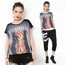 Европа Новинка Летняя женская уличная мода со стразами Красивая Лоскутная футболка Топы женские индивидуальность молния сзади футболки