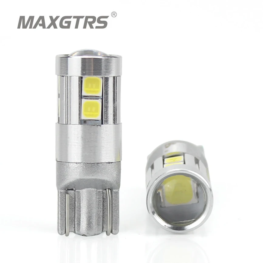 

2x T10 168 194 W5W 3030 Chip Led White/Yellow Turn Side License Plate Light With Len Bulbs DRL Car Interior Reverse Source Light