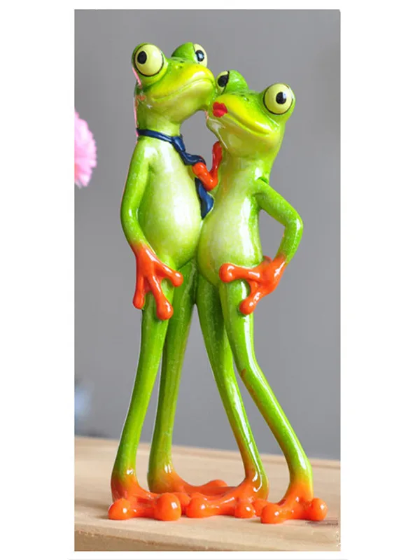 Funny Frog Family Office Styles Resin Toys Figures - 9