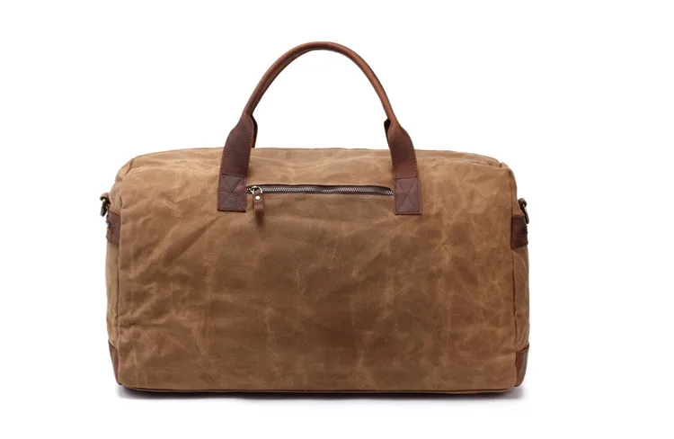 BACK DISPLAY of Woosir Waterproof Oil Waxed Canvas Weekender Tote