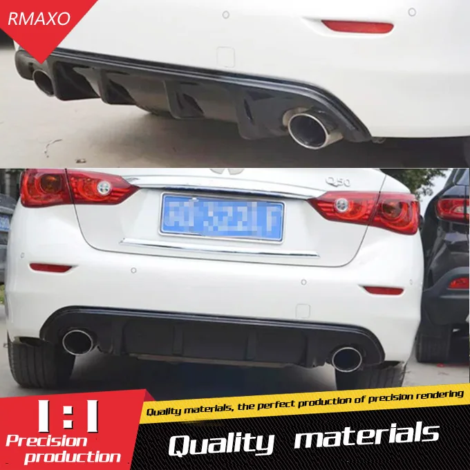 

For Q50 Rear spoiler ABS Rear Bumper Diffuser Bumpers Protector For Infiniti Q50L Body kit bumper rear lip rear spoiler 2014