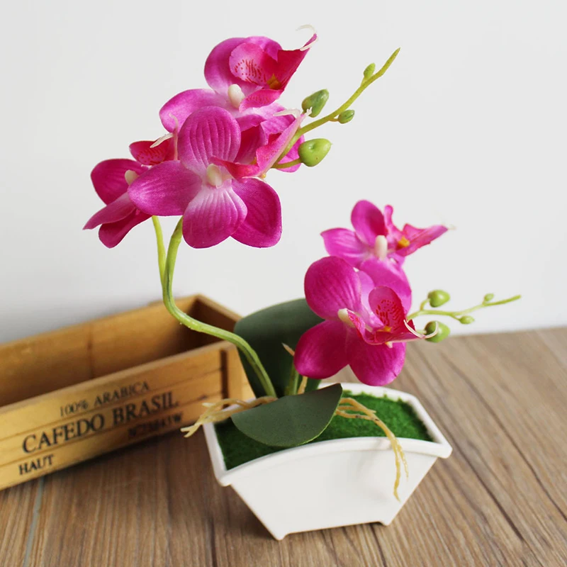 

Artificial Butterfly Orchid Simulation Flower Set with Real Touch leaves Artificial Plants Overall Floral For Wedding Home Decor