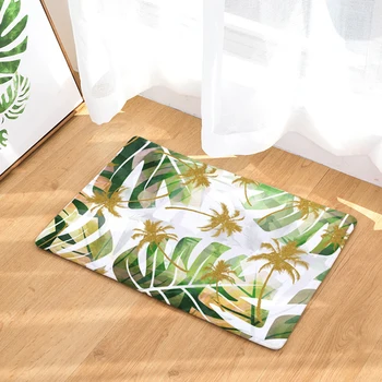 

HomeMiYN New Arrival Bath Mat 20 Colors Flannel Leaves Door Mat Digital Print Foot Pad Bathroom Kitchen Anti Slip Home Floor Rug