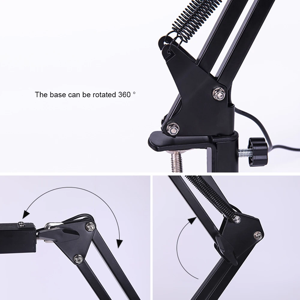  LED Swing Arm Desk Lamp Dimmable Bright Flexible Arm Lamp Clamp for Architect Engineer Reading Offi