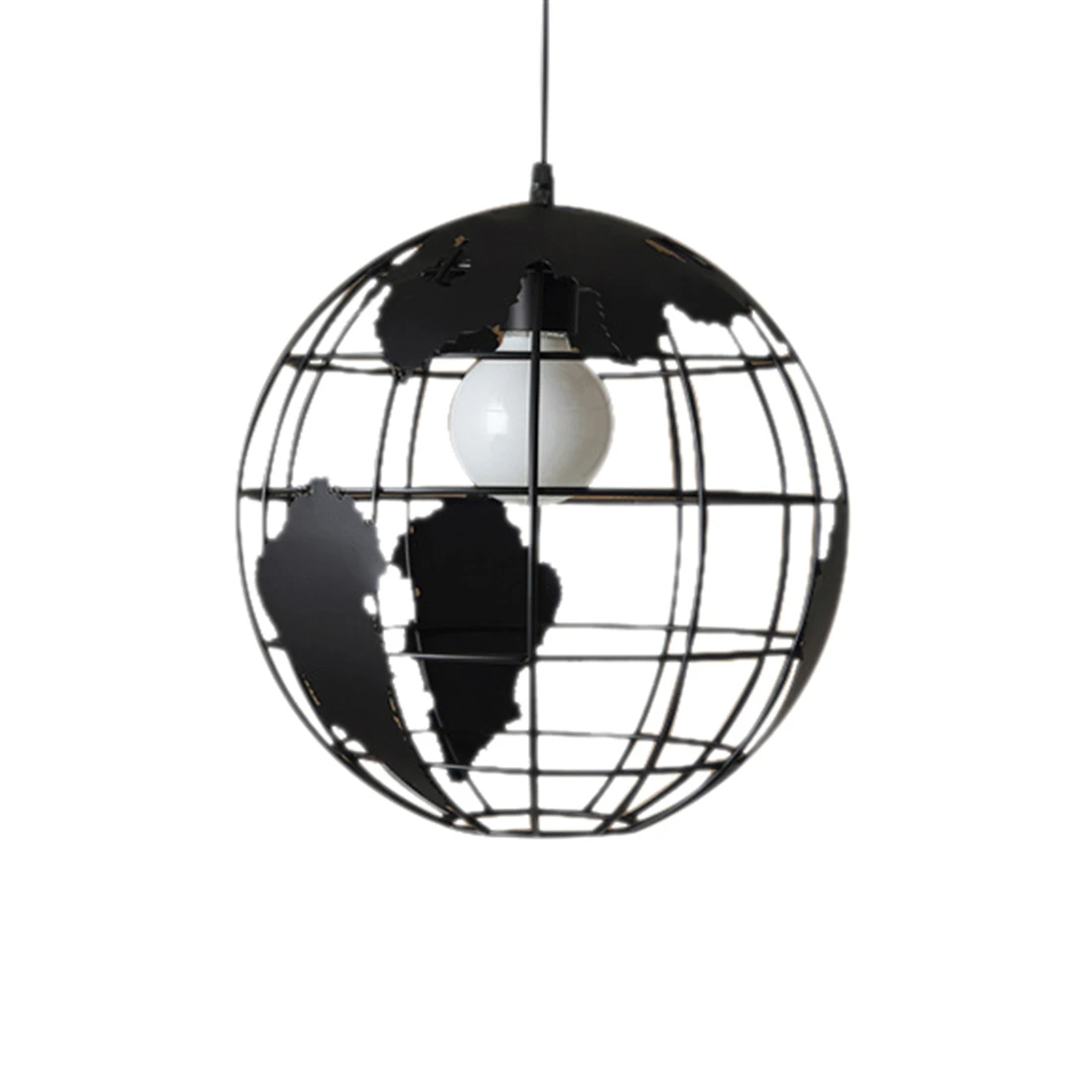 Черный креативный Лофт Континентальный одиночный Ретро Глобус люстра современный металлический lounge кафе Повседневный потолочный светильник