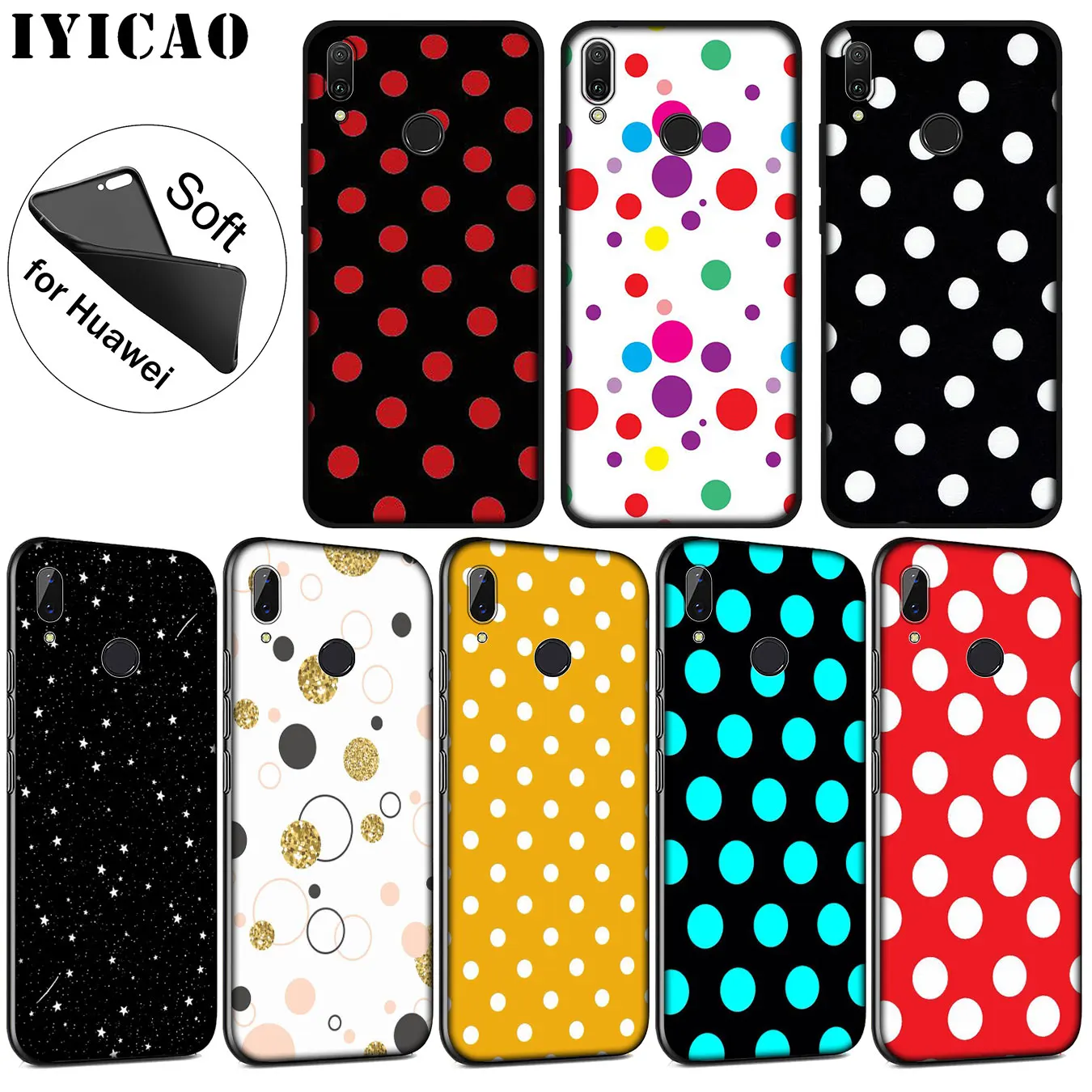 IYICAO Мягкий силиконовый чехол в розовый горошек для Huawei P30 P20 Pro P10 P9 P8 Lite Mini 2017 2016 2015 P