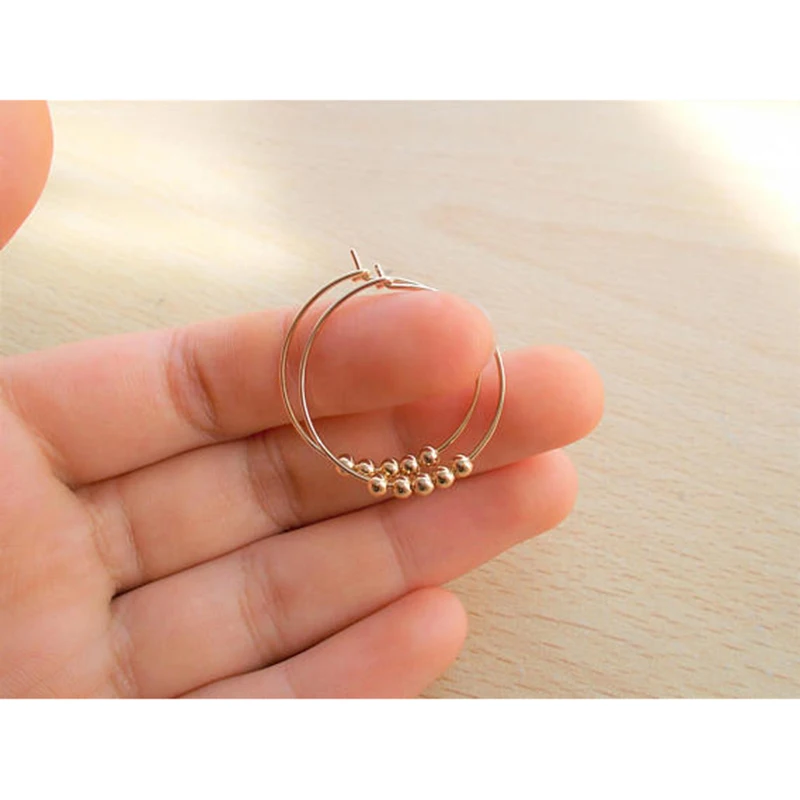 

Personalized Gold Beads Hoop Earrings Handmade Vintage Gold Jewelry Minimalist Party Pendientes Oorbellen Earrings for Women