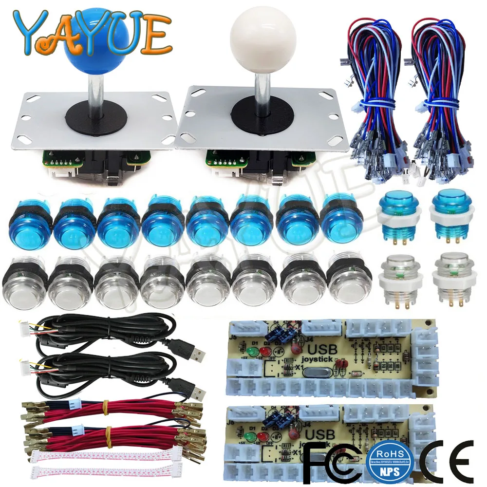 

Arcade DIY LED Kit with Zero Delay USB Encoder To PC Arcade Games 8 Way Joystick + 5V LED Illuminated Arcade Push Buttons