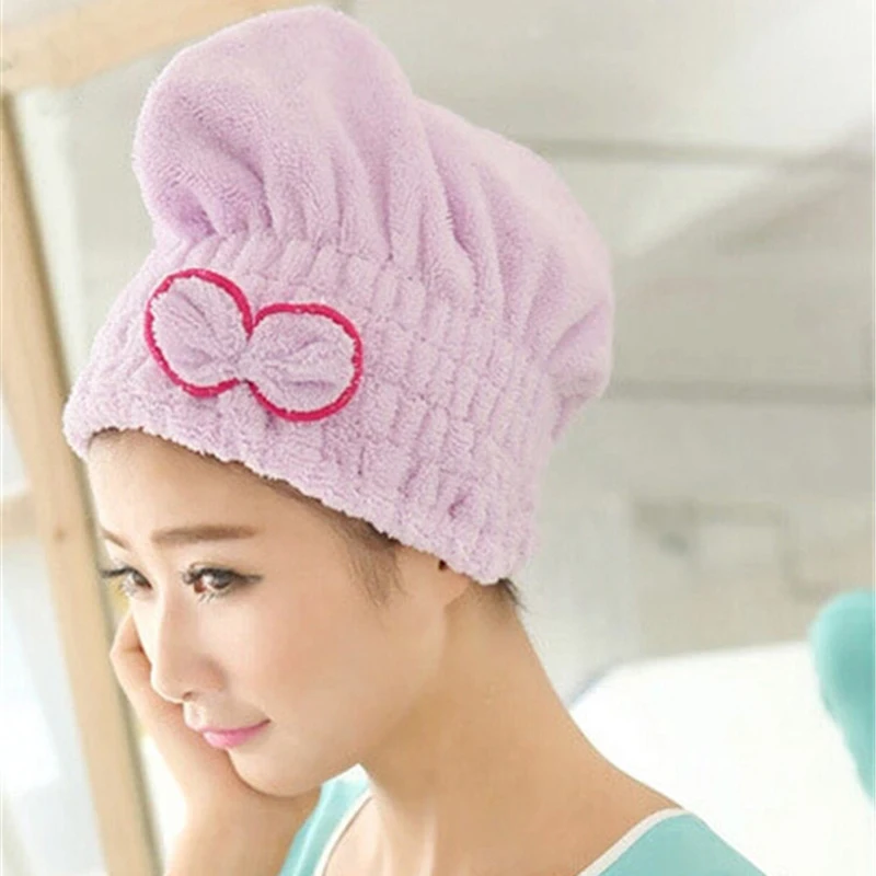 1PC Towels Bathroom Hair Shower Cap Womens Girls Magic Drying Hat felt Salon Quick Dry Bath Microfiber Fabric | Дом и сад