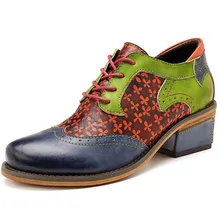 Элитный бренд Женская обувь английский тренд для отдыха из натуральной кожи Туфли-оксфорды для Для женщин Повседневное Винтаж Этническая Стиль обуви