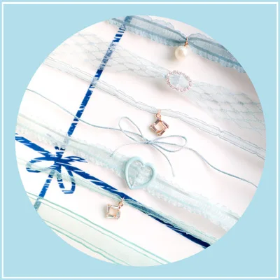 

Choker Necklace Blue Lace Velvet Strip Woman Collar Party Jewelry Neck Accessories Chokers Handcrafted Chain Necklace 2019 New