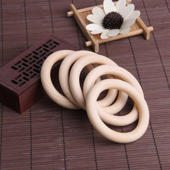 

5 pcs 70mm Baby Natural Teething Rings Wooden Necklace Bracelet DIY Crafts