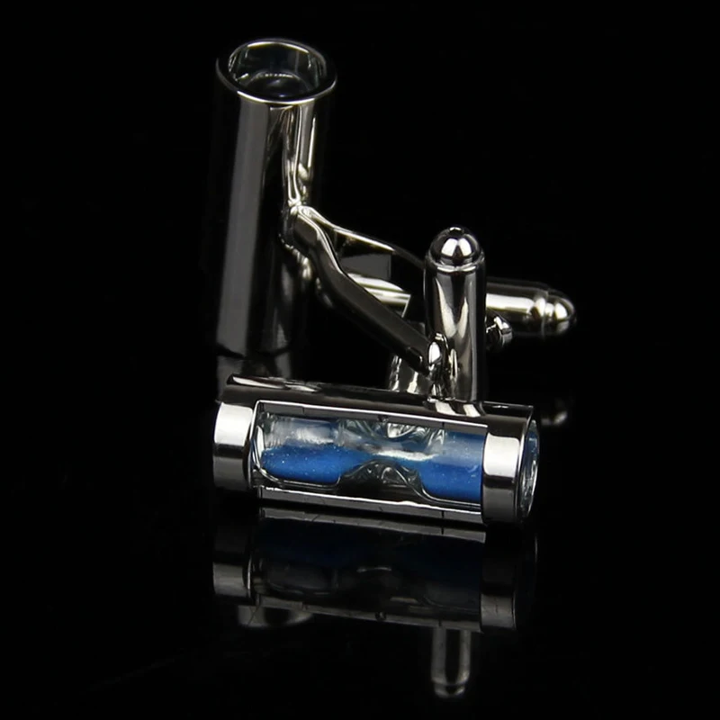 Navalty Blue Hourglass French Shirt Men Jewelry Unique Wedding Groom Gentlemen Cuff Links Business Party Gifts Tie Clips