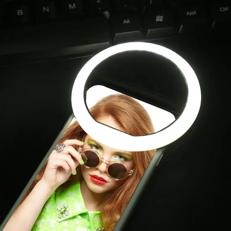 Перезаряжаемый светодиодный светильник-кольцо для селфи для iPhone светодиодный светильник-вспышка Selflife лампа объектив камеры Мобильная фотография вспышка точечный светильник