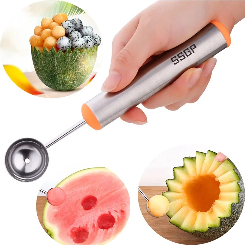 

Dig Ball Spoon Watermelon Ice Cream Spoon Sorbet Dessert Fruit Scoop Kitchen Cook Tool Platter Spoon