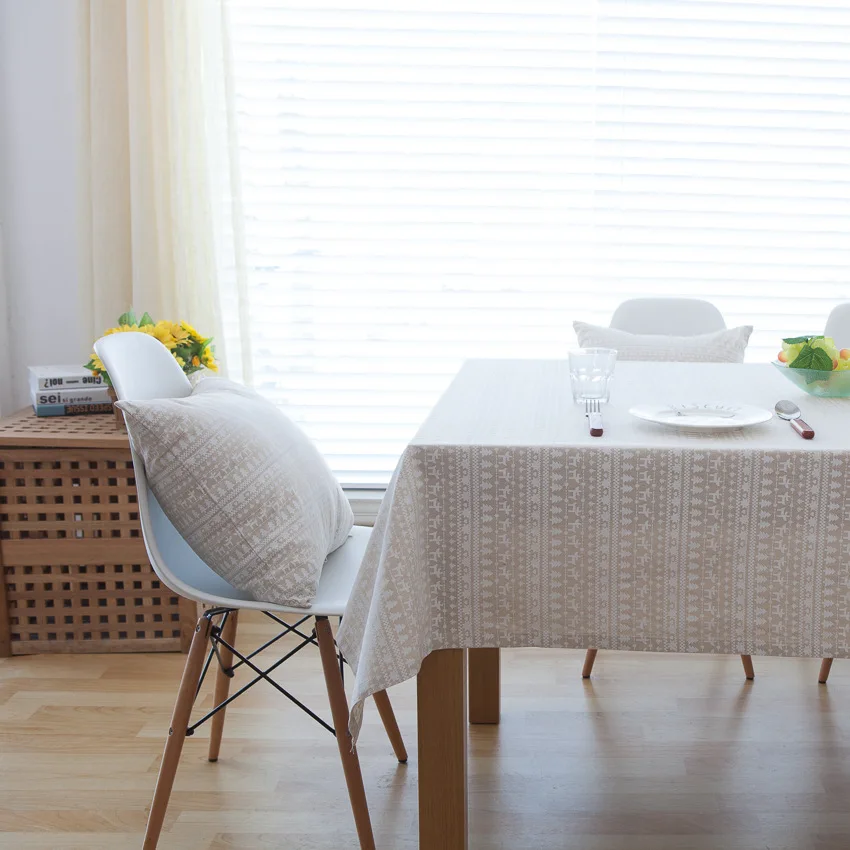  Linen Table Cloth White Deer American Style Printed Christmas Tablecloth Nappe Table Covers Mantele