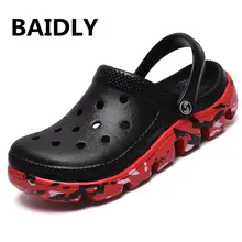 Для мужчин сандалии на деревянной подошве Повседневное летние сандалии для мужчин; модные босоножки на плоской подошве с перфорацией садовые сандалии свет обувь Пляжные Шлепанцы из натуральных материалов, Schoenen Mannen