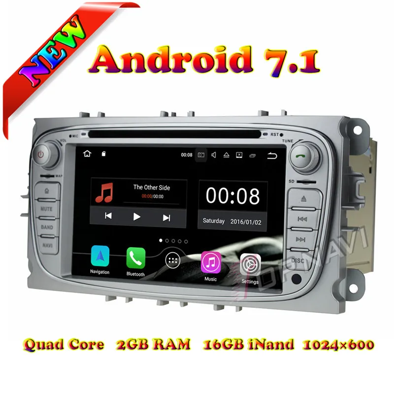 Topnavi новый четырехъядерный Android 7 1 автомобильный ПК dvd-плеер радио для Ford Focus 2009 2010