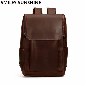 

High Quality pu Leather Travel Backpack for Men School Bag Laptop Notebook Backpack Male Large Brown BackBag sac a dos homme