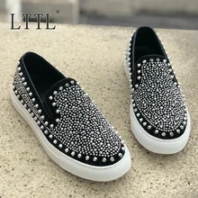 LTTL Slip On Rhinestone Men Shoes Luxury Suede Sneakers Handmade Mocassin Homme Spikes Loafers Mens Casual Loafer Shoes
