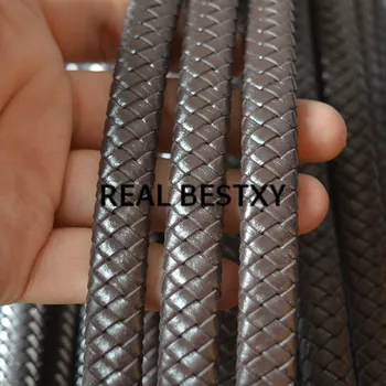 

REAL BESTXY 5m/lot 12*6mm brown wide braided flat leather cords leather straps flat cords jewelry accessories whole sale leather