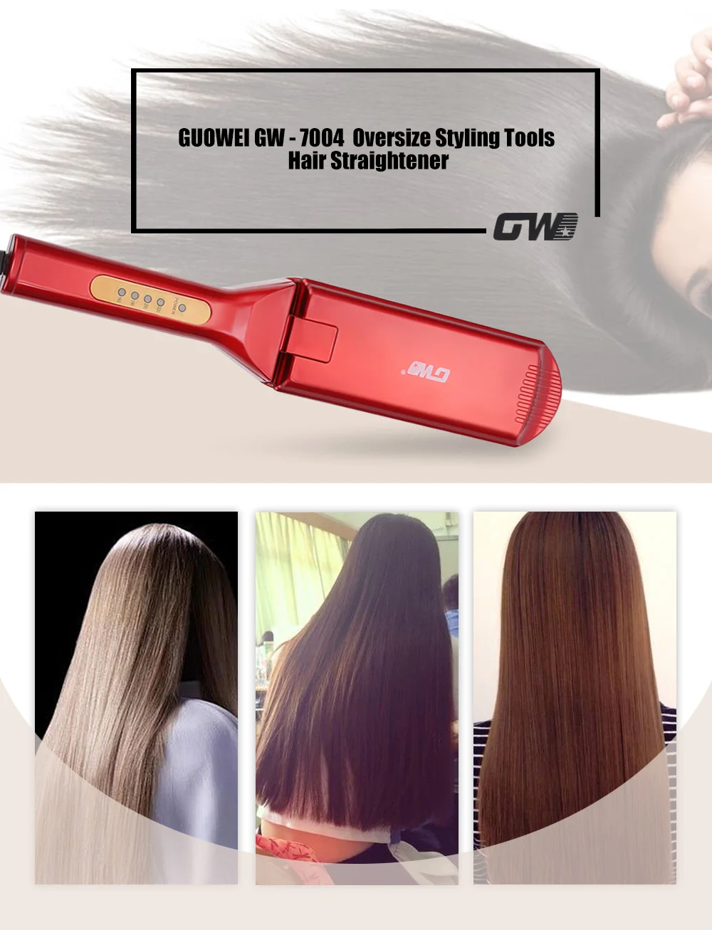 GW-7004 Электрический Профессиональный Flat Iron выпрямление Oversize утюжки для выпрямления волос 110 V-220 V ЕС Plug Инструменты для укладки