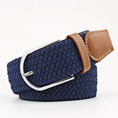 Hot Colors Belt Casual Women Knitted Pin Buckle Belt Fashion Woman Woven Elastic Stretch Belts Canvas Female - Цвет: zhang-qing-seZ2