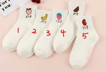 

600pairs/lot women new fashion cotton fruit banana/peach/strawberry print sock
