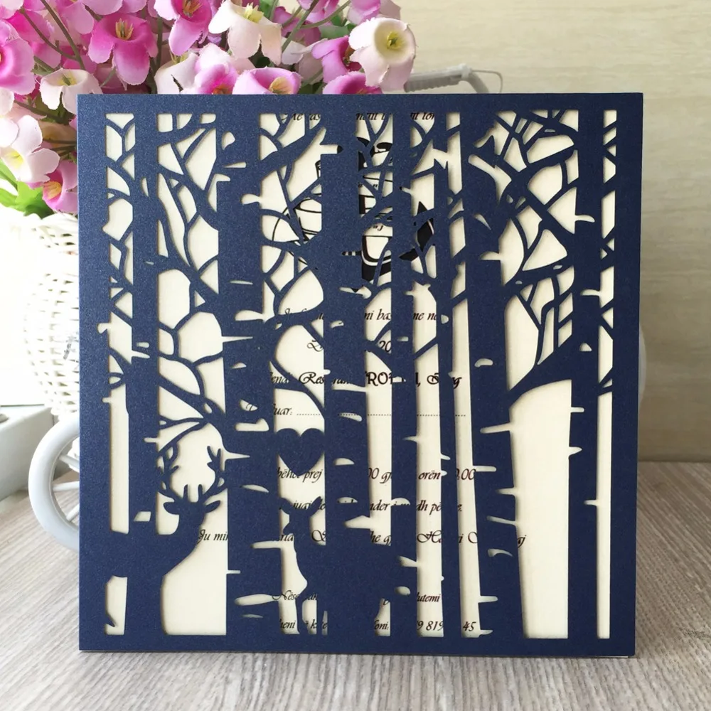 

50pcs New Forest woods Theme wedding decoration Wedding Invitation Card Bridal Shower Party Invitation card marriage card