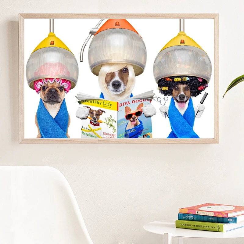Dogs Groomer Hairdresser Painting Wall Decoration