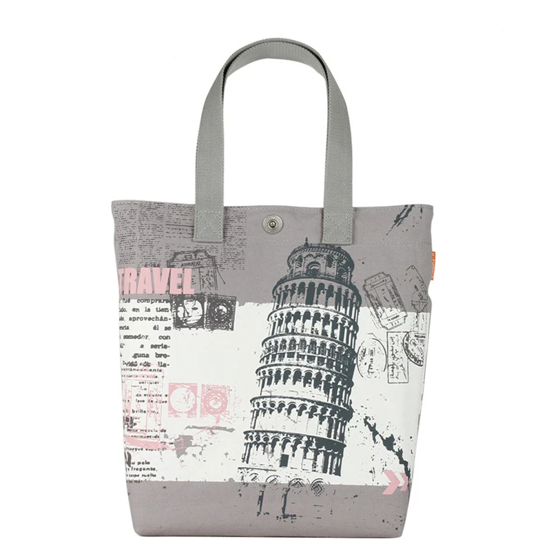 Preppy Style Tote Bag Ladies Retro Printing Canvas Hand Bag Durable Simple Designer Hand Bag Women