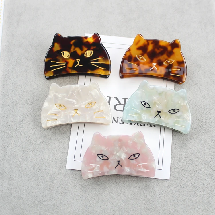 

New high end Acetate Cartoon cat Hair crab claw clip Large Size Gripper Headwear Clips For Women girl hairpin accessories
