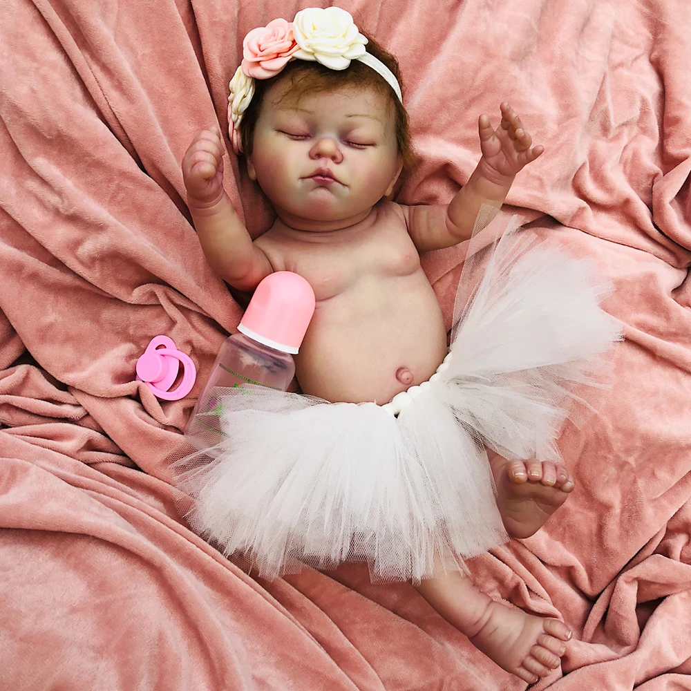 

50 Super-simulated Full Silicone Reborn Baby Doll Toy Masterpiec Newborn Girl Babies Amazing Painting Bebe Collectible doll