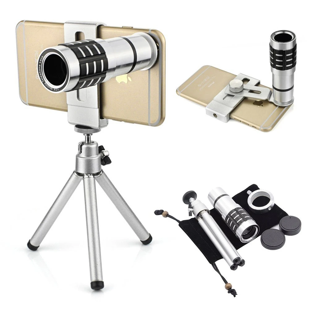 Universal Clip 12X Zoom Optical Lens Mobile Phone Telescope Clip Lens for iPhone Samsung HTC Smart