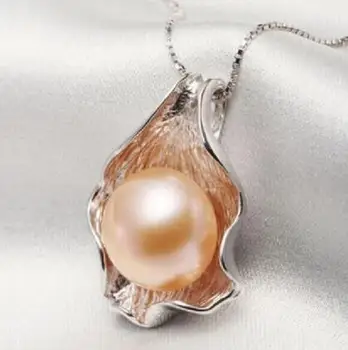 

free shipping jewelry Details about AAA 10-11mm Genuine charming south sea pink pearl pendant silver chain