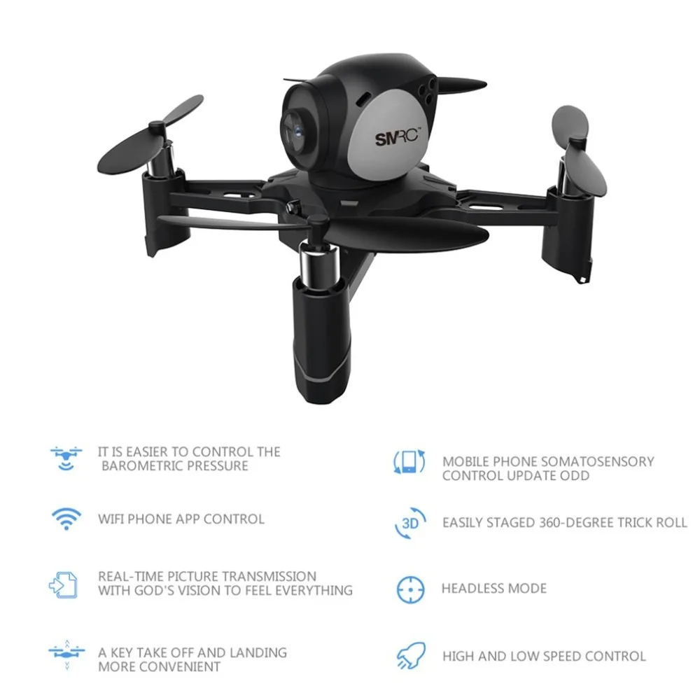 SMRC S7W Радиоуправляемый квадрокоптер wifi Дрон с передачей пульт дистанционного управления беспроводной вертолет с 0,3 мегапиксельной камерой