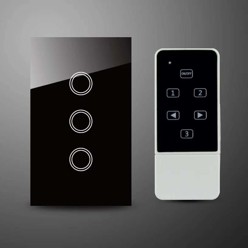 US AU Standard 3 Gang Capacitive Touch Glass Panel Electrical Touch Switch with Remote Control