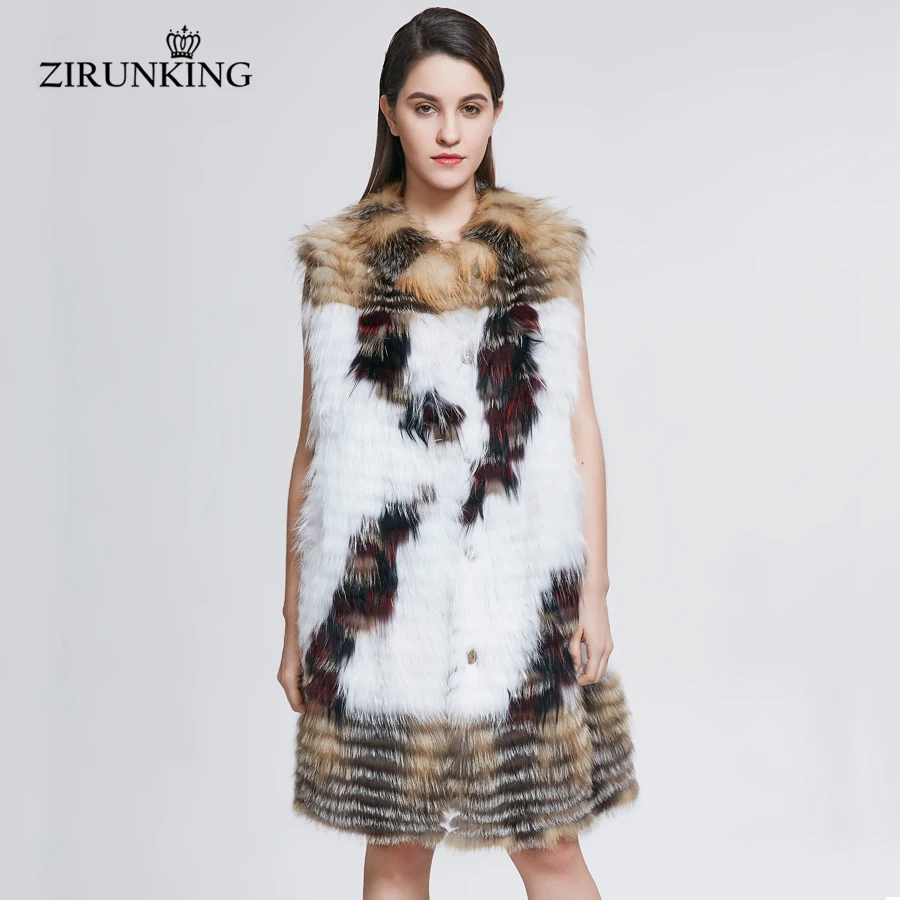 

ZIRUNKING Fashion Real Fox Fur Coat Female Natural Fur Vest Lady Fox Vests Spring Outerwear Clothes ZC1814
