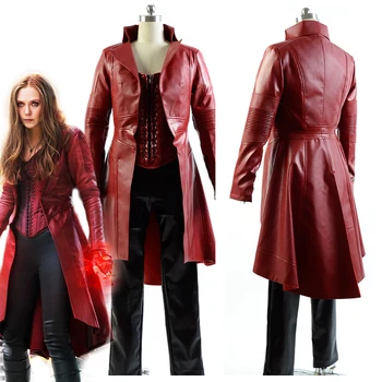 

Full Set Captain America 3 Civil War Cosplay Costumes Wanda Maximoff Scarlet Witch cosplay costume Fancy Leather suit costume