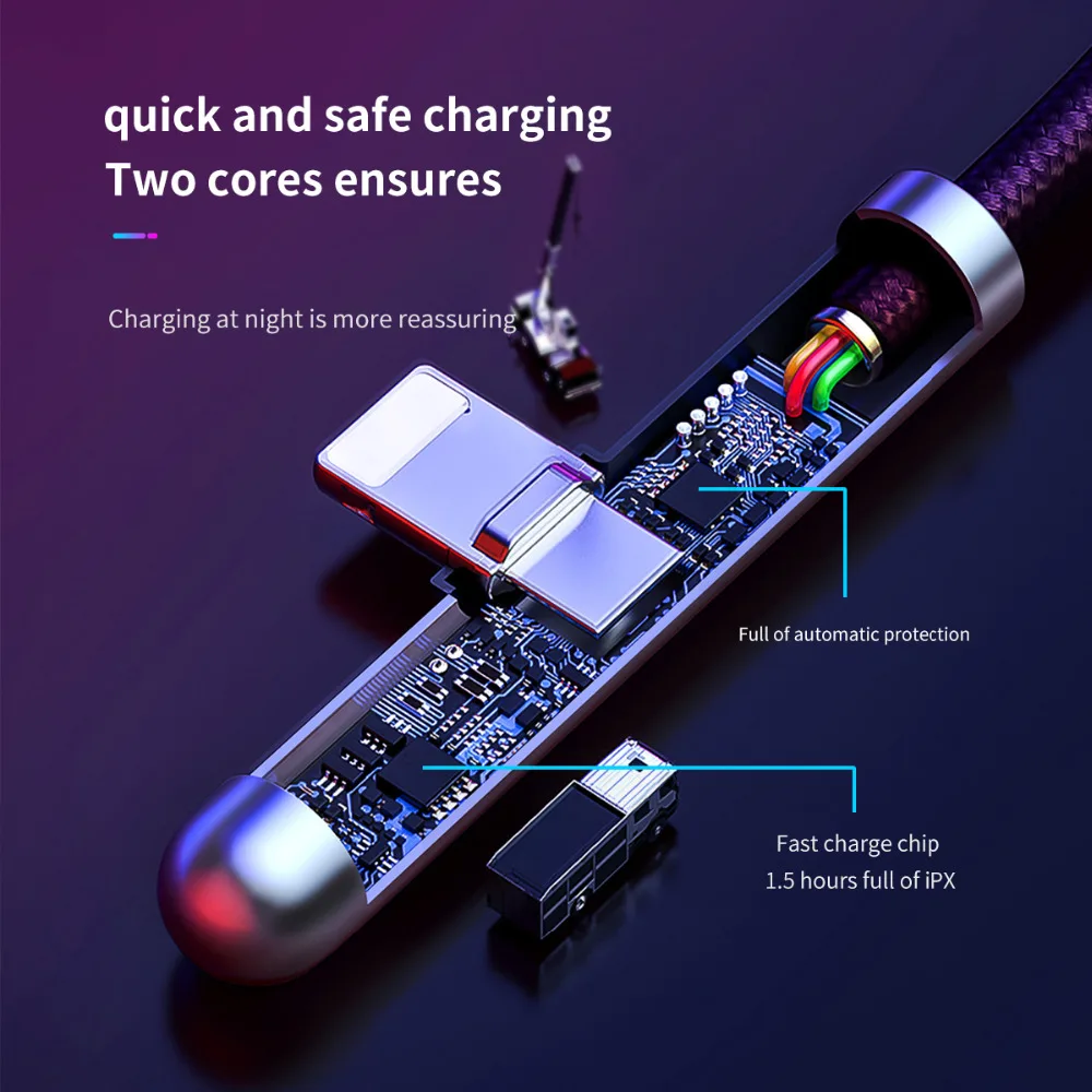  Baseus USB Kabel für iPhone XS XR 11 Pro Max USB Ladegerät Datenkabel LED Ellenbogen 2.4A Schnelle 