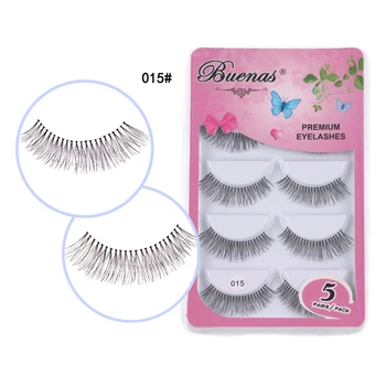 

50 pairs Buenas 015 hand made false eyelash natural cotton stalk full strip lashes soft eyelashes extensions fashion pestanas