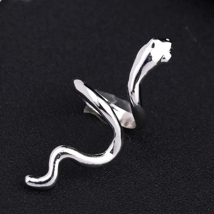 Unique Punk Gold Color Opening Engagement Party Ring Women Jewelry Ladies Vintage Snake Animal Rings for Women Gift