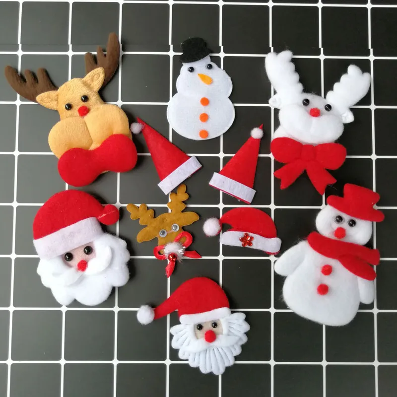 

1PC New Year Merry Christmas Ornament Plush Snowman Hat HeadWear Accessory Fabric For DIY Christmas Decoration Supply Patches