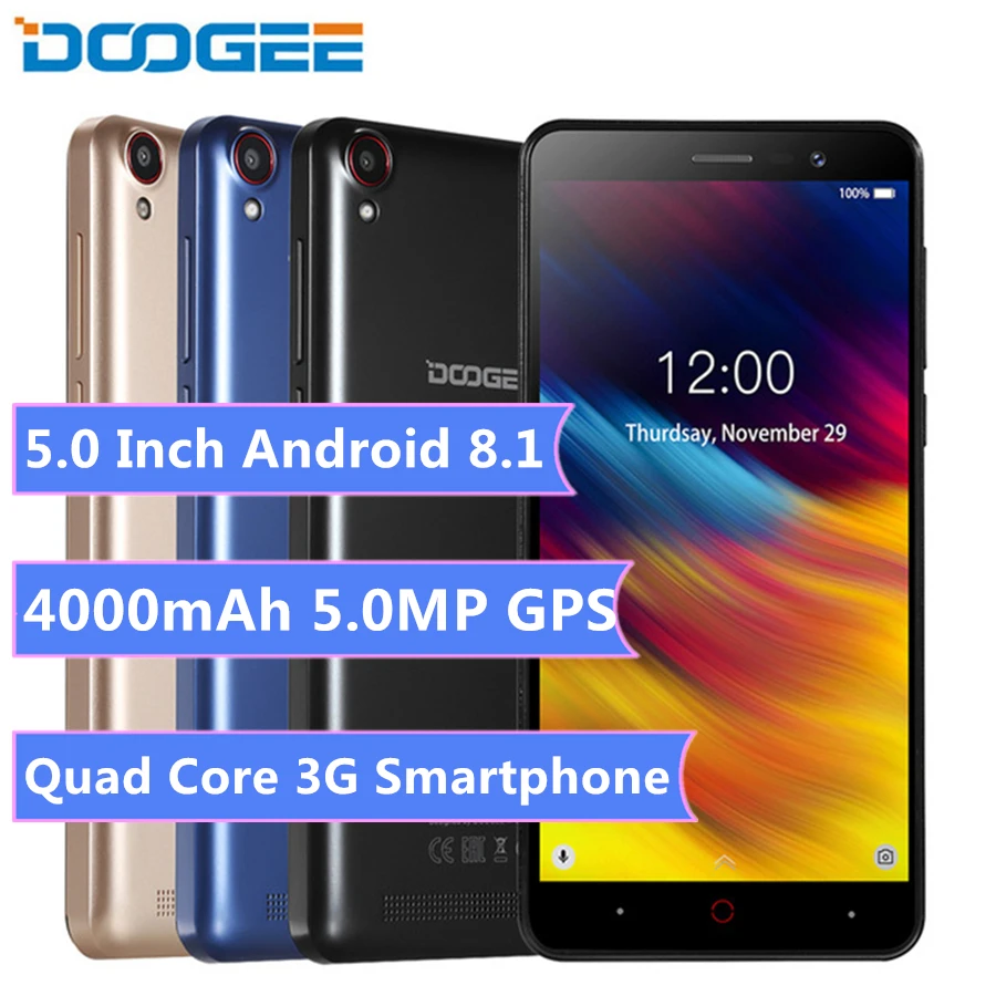 

Cheap 3G Mobile Phone Doogee X100 5.0 inch Android 8.1 Celular MTK6580 Quad Core 1GB RAM 8GB ROM 4000mAh WIFI GPS Smartphone