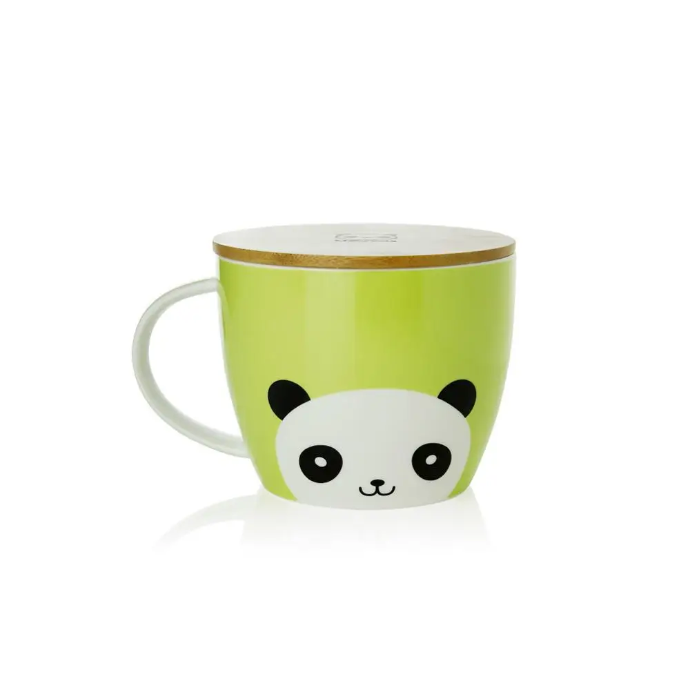 780 мл большая емкость Милая кофейная кружка керамическая мультяшная чашка кружки для путешествий с бамбуковой крышкой термостойкая посуда для напитков для путешествий индивидуальная домашняя - Цвет: Green